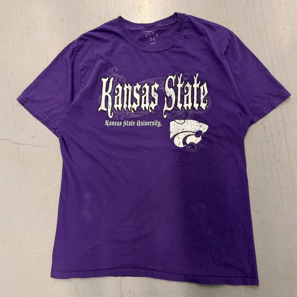 Blue 84 Kansas State University Wildcats Graphic T-Shirt Mens Large Purple L‎